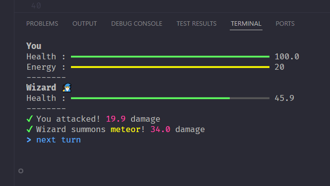 tampilan terminal saat battle
